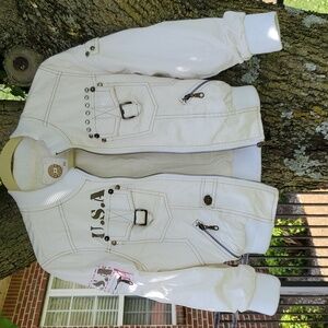 Double D Ranch White Cropped Jacket with 3/4 Sleeves size XS